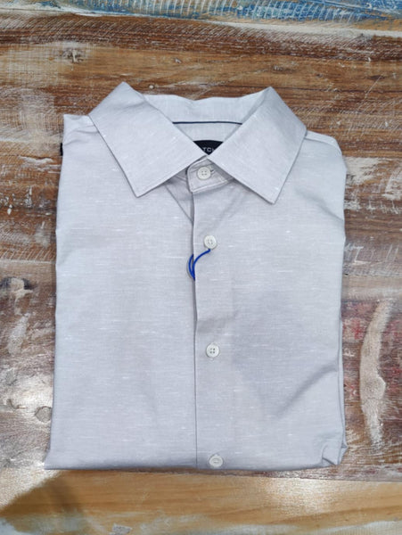 Men's Bugatchi | James Spread Collar OoohCotton Shirt | Platinum