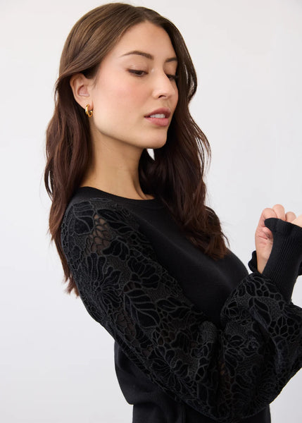 Women's French Dressing | Combo Sleeve Rib Sweater | Black