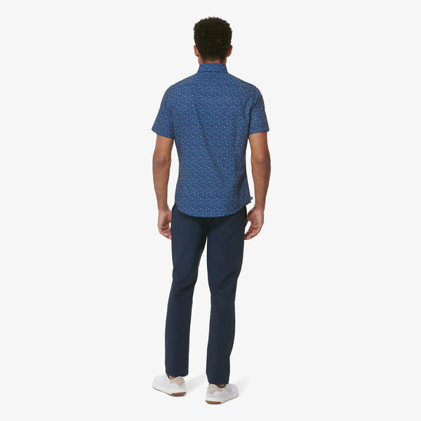Men's Mizzen + Main | Leeward Short Sleeve Classic Fit Dress Shirt | Deep Ocean Palm Print