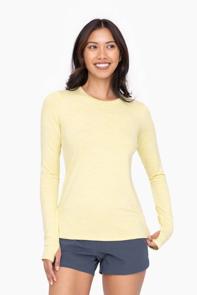 Women's Mono B | Active Long Sleeve Pullover Shirt Thumb Holes | Lime