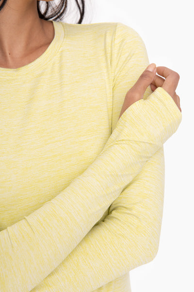Women's Mono B | Active Long Sleeve Pullover Shirt Thumb Holes | Lime