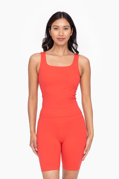 Women's Mono B | Square Neck Wide Strap Tank | Cherry Red