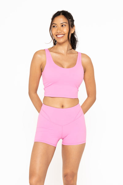 Women's Mono B | Longline Double Strap Sports Bra | Fuchsia