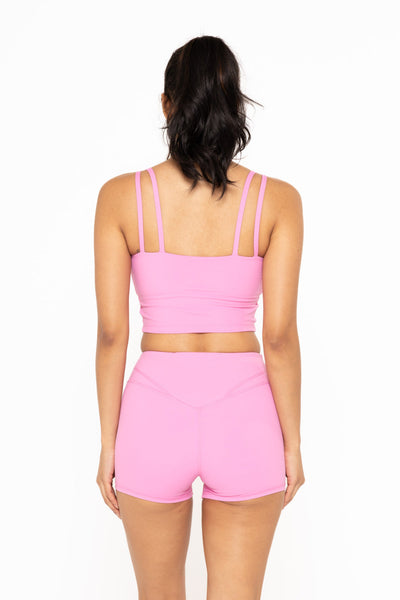 Women's Mono B | Longline Double Strap Sports Bra | Fuchsia