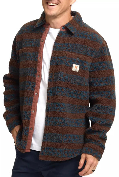 Men's Howler Bros | Allegheny Fleece Overshirt | Hanko Stripe: Mink Brown