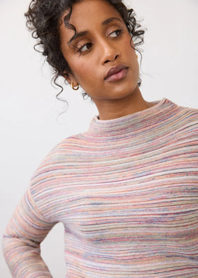 Women's French Dressing | Funnel Boat Neck Sweater | Multi Space Dye