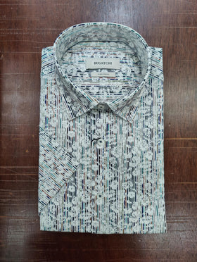 Men's Bugatchi | Woven Sportshirt | Cloud Gray - F.L. CROOKS.COM 