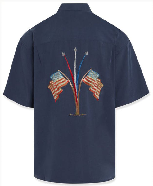 Men's Bamboo Cay | Embroidered Shirt | Navy USA Flag