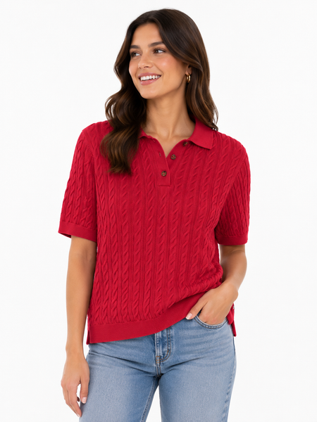 Women's Barbour | Hartland Knit Polo | Poppy Red