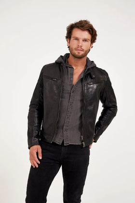 Men's Mauritius | Biko Leather Jacket | Black Front