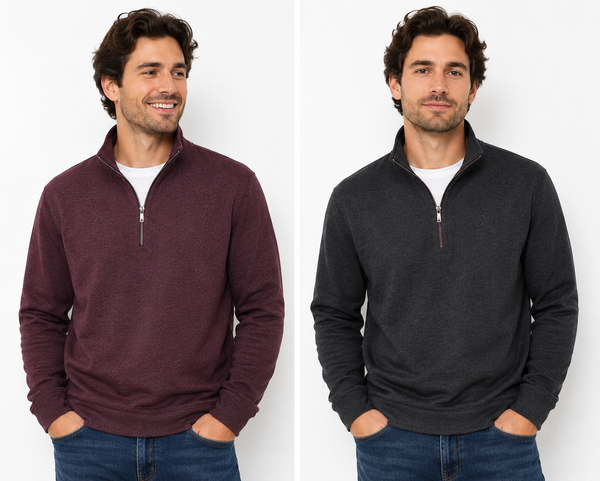 Men's Tommy Bahama | Flipview Half Zip Reversible Sweatshirt | Black Cherry