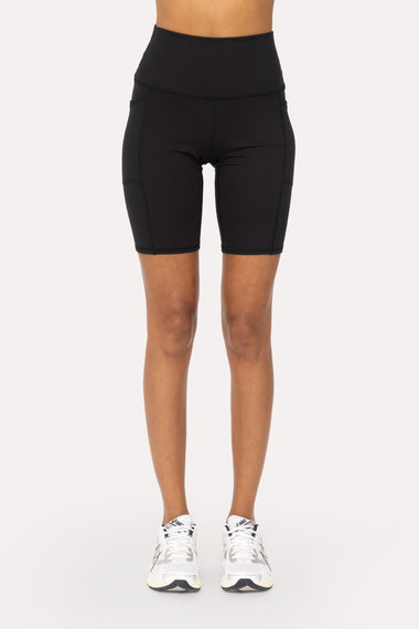 Women's Mono B | Tapered Band Essential Biker Shorts | Black