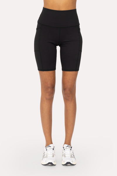 Women's Mono B | Tapered Band Essential Biker Shorts | Black
