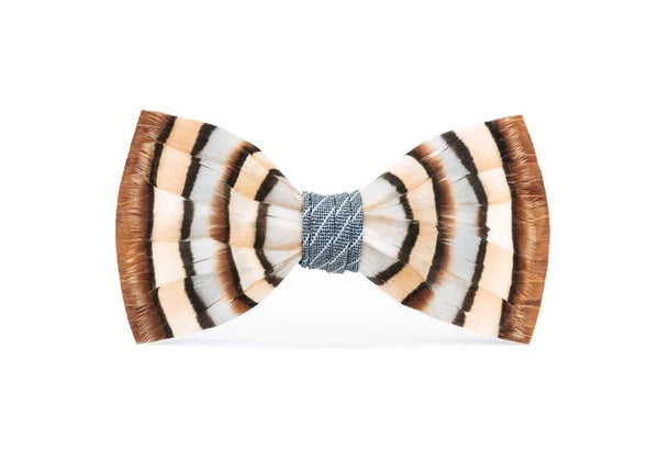Men's Brackish | Feather Bow Tie | Blue Chuka