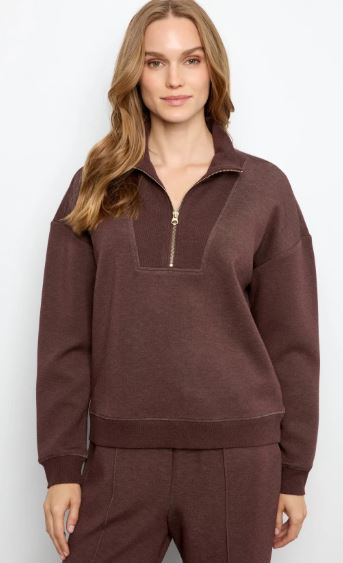Women's Charlie B | Soft Scuba Half-Zip Sweatshirt | Espresso