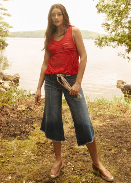 Women's French Dressing | Sleeveless Crochet Sweater  | Red