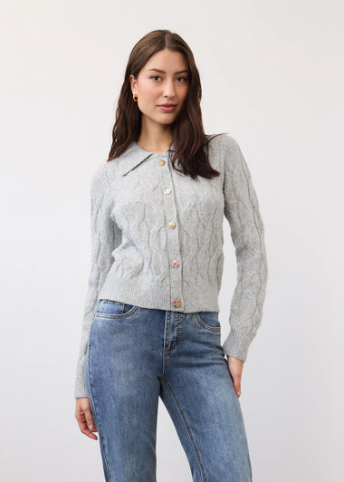 Women's French Dressing | Cabled Cardigan | Grey