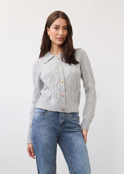 Women's French Dressing | Cabled Cardigan | Grey