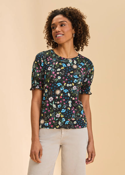 Women's French Dressing | Elbow Puff Sleeve Top | Dark Spring Solstice