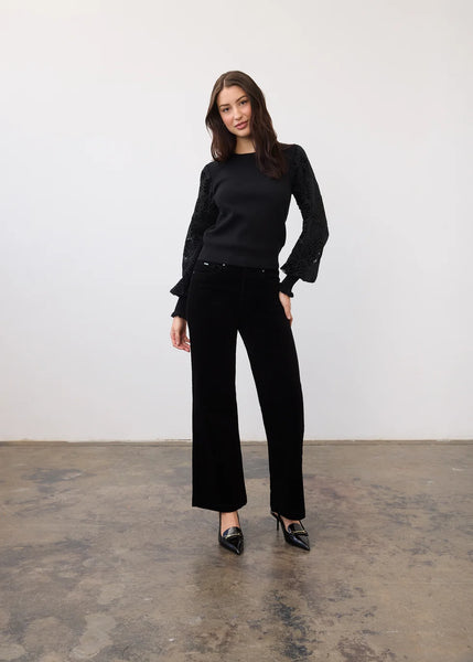 Women's French Dressing | Combo Sleeve Rib Sweater | Black