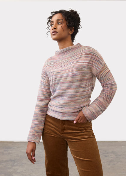 Women's French Dressing | Funnel Boat Neck Sweater | Multi Space Dye
