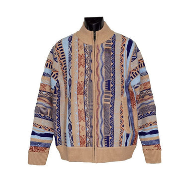 Men's Cigar Sweater | Zip Closure Sweater Jacket| Cream