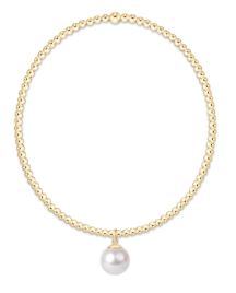 Woman's eNewton | 2mm Gold Bracelet with Pearl Charm | Gold