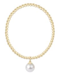Woman's eNewton | 3mm Gold Bracelet with Pearl Charm | Gold