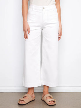 Women's Charlie B | Cropped Patch Pocket Flare Twill Pants | White