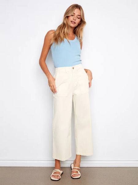 Women's Charlie B | Cropped Utility Pocket Twill Pants | Natural
