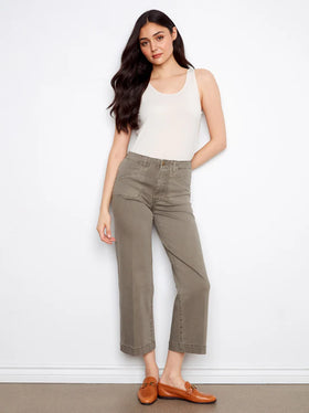 Women's Charlie B | Cropped Wide Leg Stretch Twill Jeans | Sage