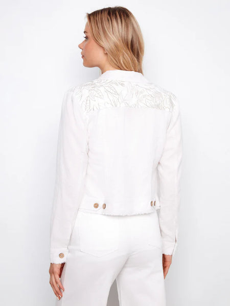 Women's Charlie B | Embroidered Linen Blend Jacket | White