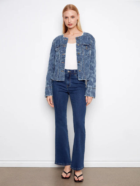Women's Charlie B | Eyelet Stretch Denim Jacket | Medium Blue Wash
