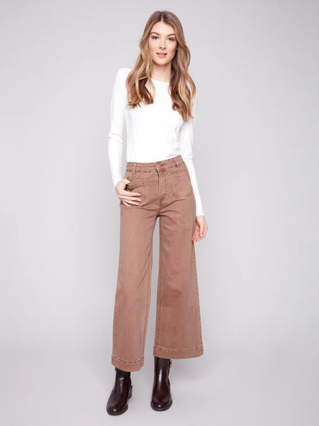 Women's Charlie B | Patch Pocket Flare Twill Pants | Sepia