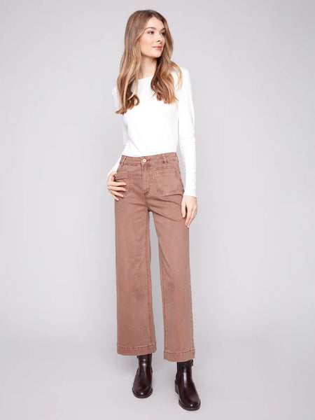 Women's Charlie B | Patch Pocket Flare Twill Pants | Sepia