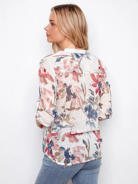 Women's Charlie B | Printed Cotton Gauze Half-Button Blouse| Artist