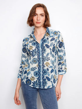 Women's Charlie B | Printed Cotton Voile Button-Up Blouse | Florelle