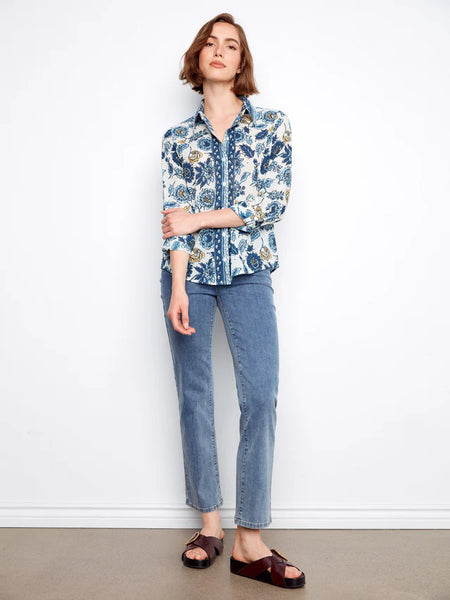 Women's Charlie B | Printed Cotton Voile Button-Up Blouse | Florelle