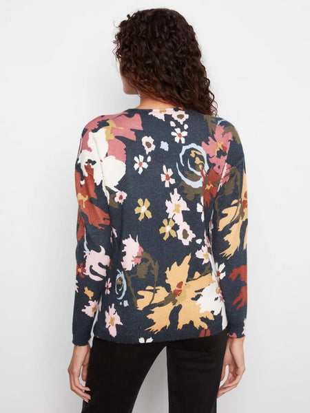Women's Charlie B | Drop Shoulder Printed V-Neck Sweater | Bloom