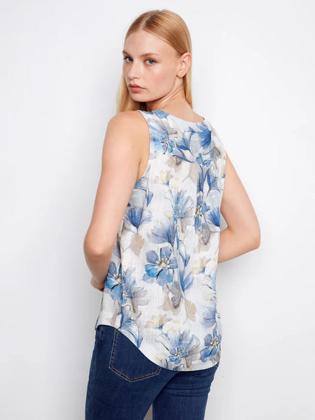 Women's Charlie B | Printed Sleeveless Linen Blend Blouse | Serene