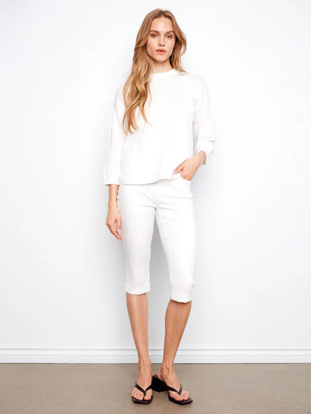 Women's Charlie B | Drawstring Wide Leg Denim Pants | White