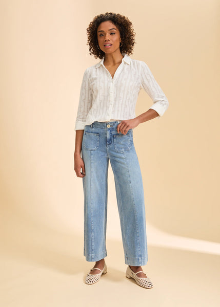 Women's French Dressing | Long Sleeve Split Neck Shirt | White