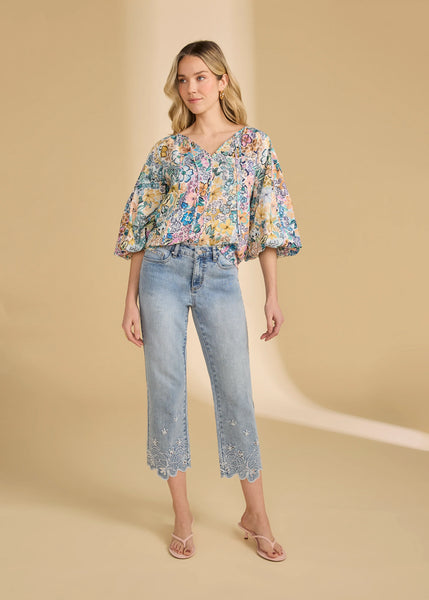 Women's French Dressing | Mixed Print Popover Blouse | Flower Print