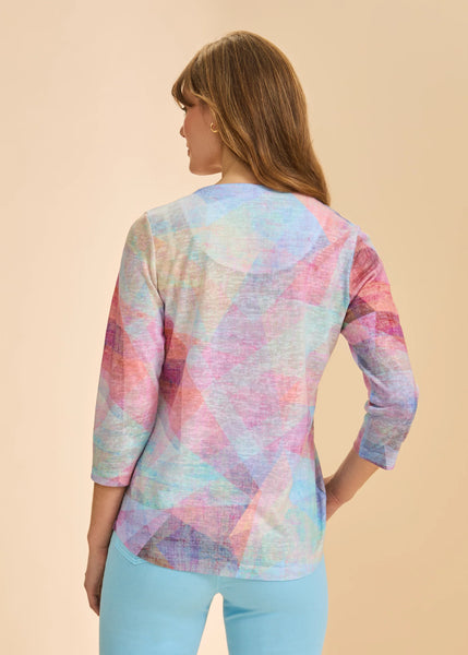 Women's French Dressing | 3/4 Sleeve Notch Neck Top | Prism