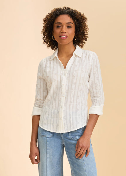 Women's French Dressing | Long Sleeve Split Neck Shirt | White