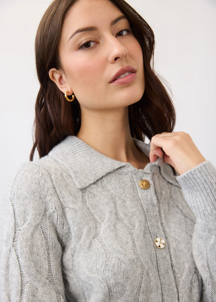 Women's French Dressing | Cabled Cardigan | Grey