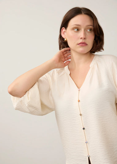 Women's French Dressing | Colorful Button Shirt | Cream
