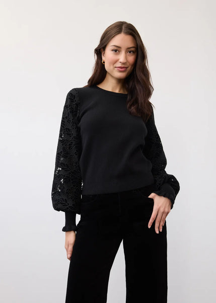 Women's French Dressing | Combo Sleeve Rib Sweater | Black
