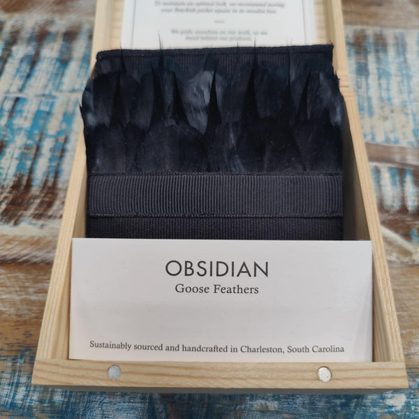 Men's Brackish | Feather Pocket Square | Obsidian