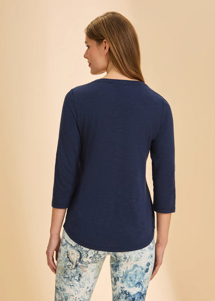 Women's French Dressing | 3/4 Sleeve V-Neck Top | Navy
